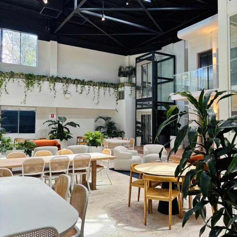 Wide shot view of Main Office with plants