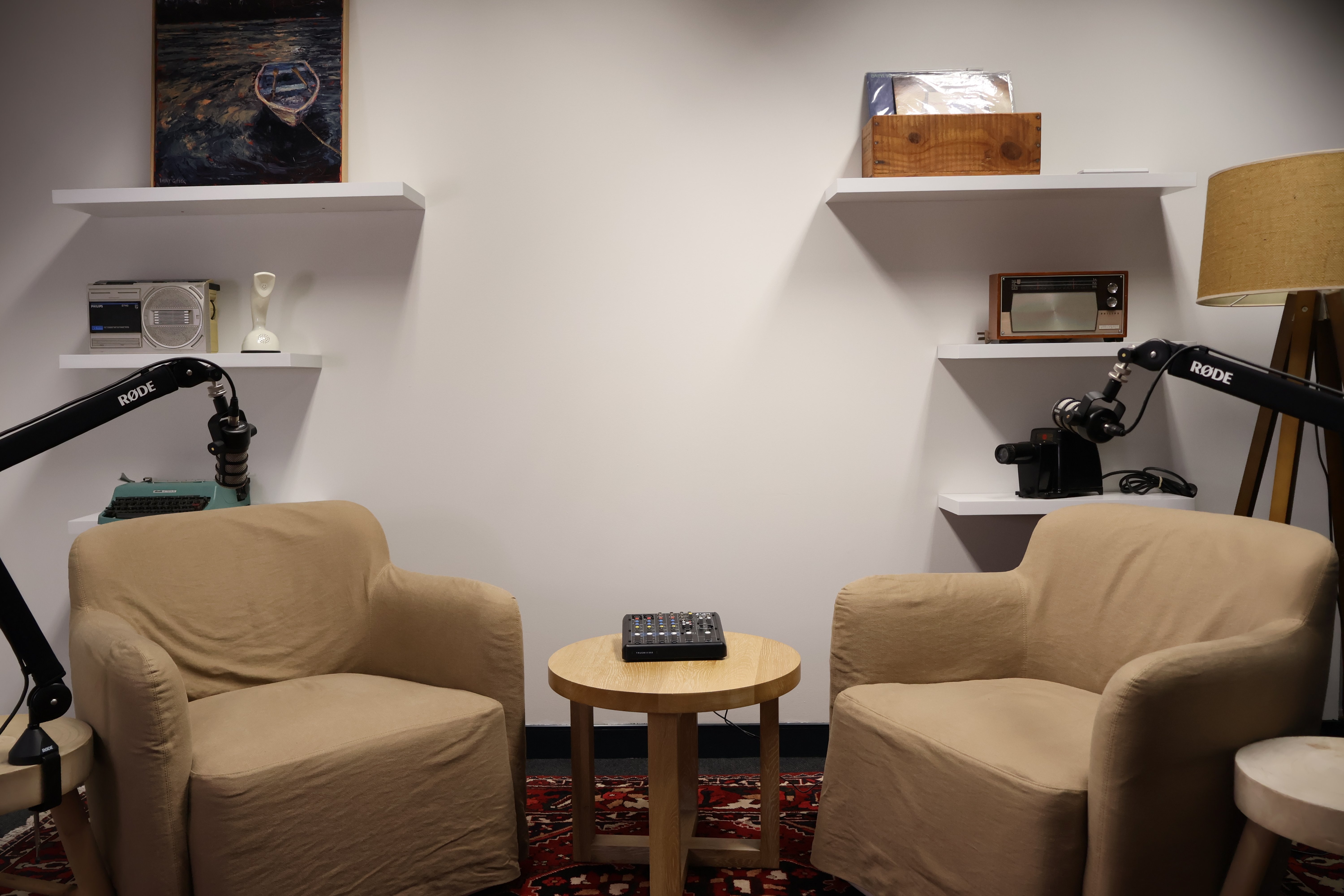 Main Office podcast studio room set up for video podcast recording in Sydney's Eastern Suburbs