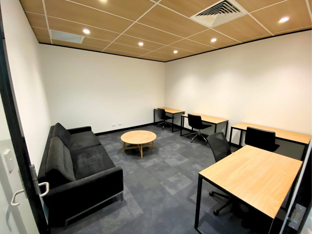 Premium office interior with desk and seating